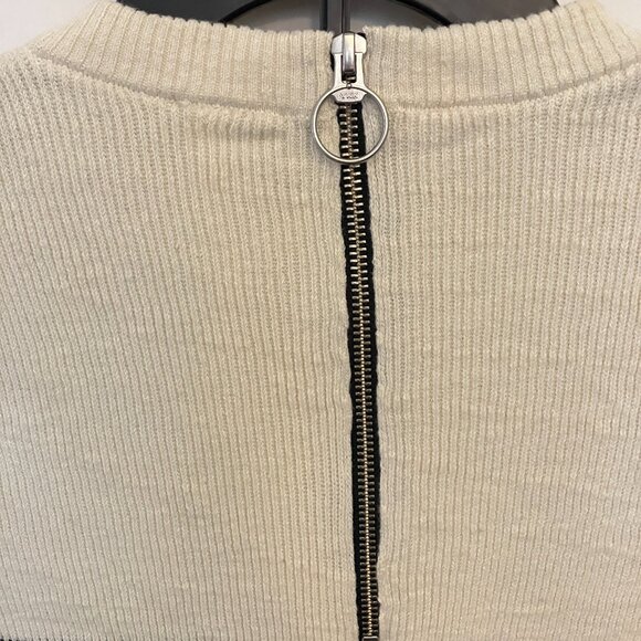 Free People Womens Linen Blend Sweater Knit Dress Color Block XS Zip Back Boho - Picture 5 of 9